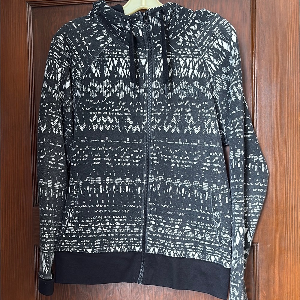 The North Face Black and White Full Zip Hooded Sweatshirt